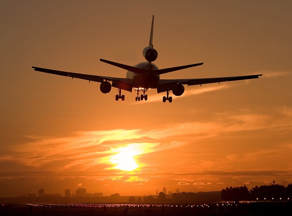 an airplane flying in the sky