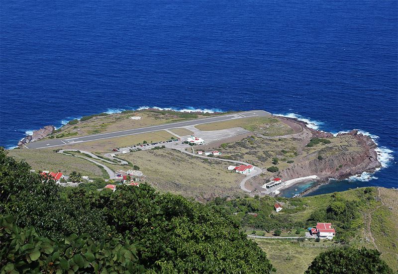 Nail biting landing and take-off from the shortest runway in the world
