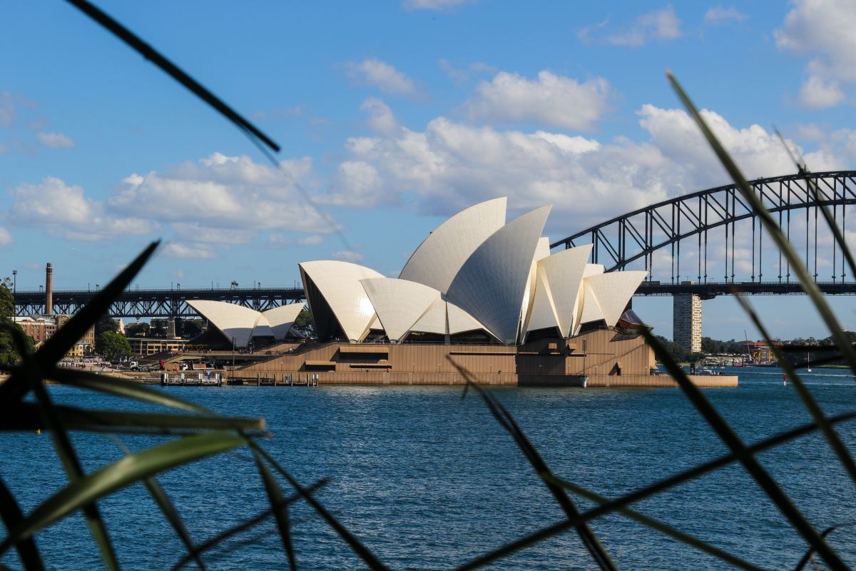 Sydney Opera House with a bridge in the background