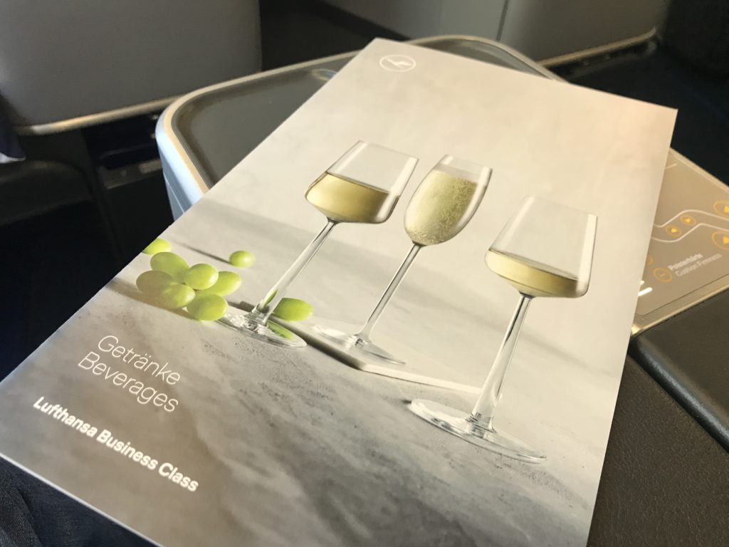 Lufthansa A340 business class wine