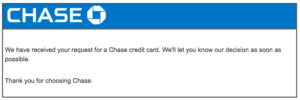 chase card approved