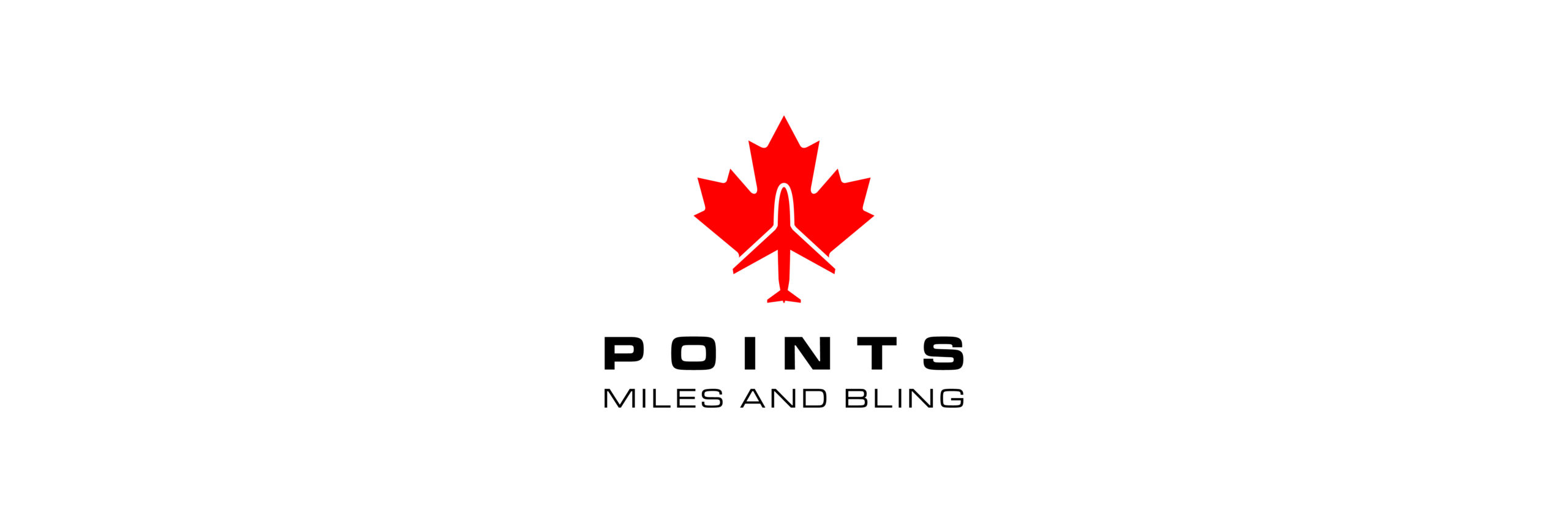 a red and black logo with a maple leaf and an airplane