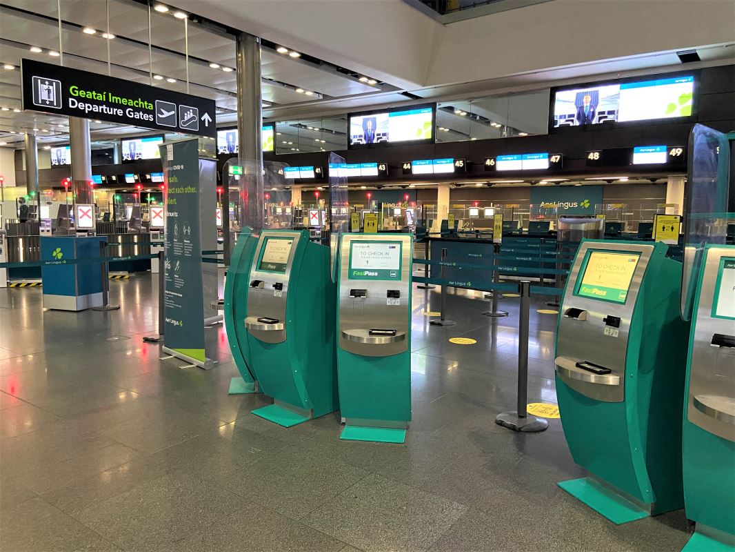 a group of green machines in a terminal