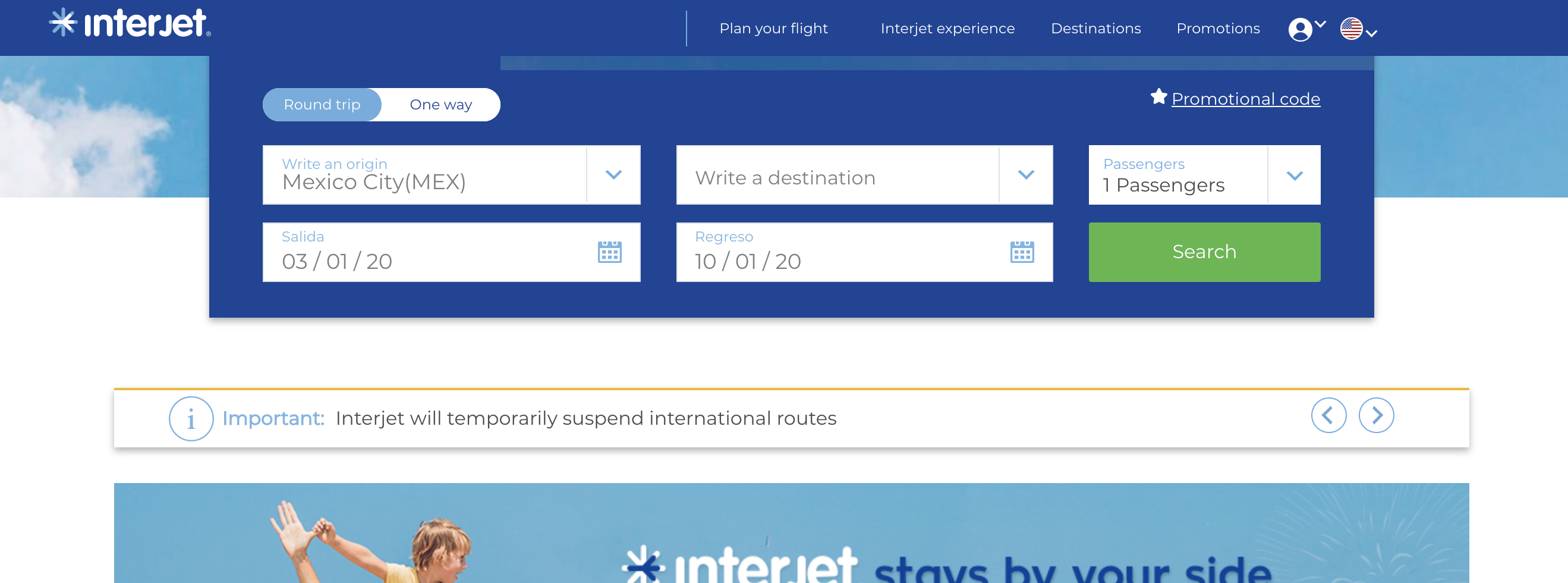 Interjet airlines website January 2021