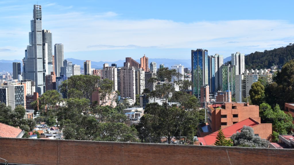 a city with trees and buildings