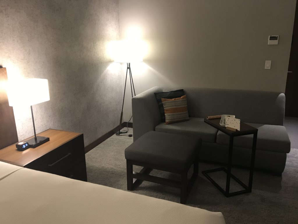 a room with a couch and a table