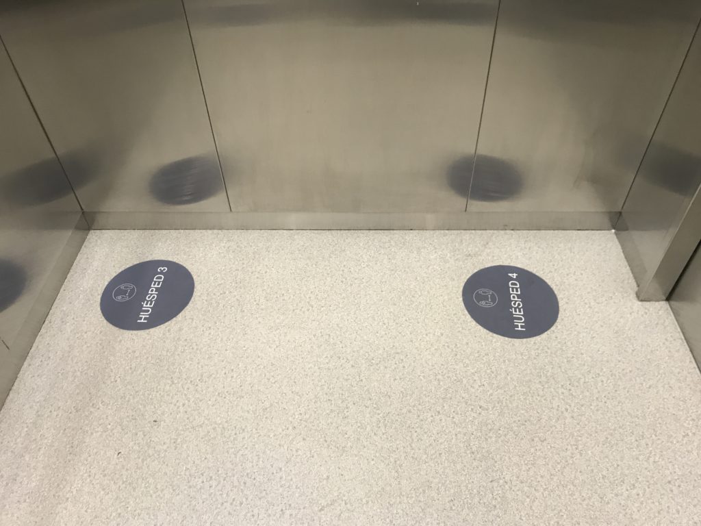 a floor with circular signs on it