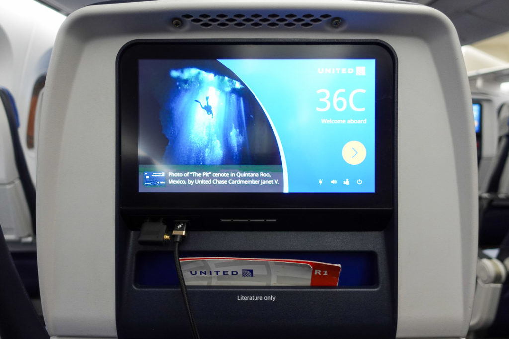 United Airlines Economy Class Monitor