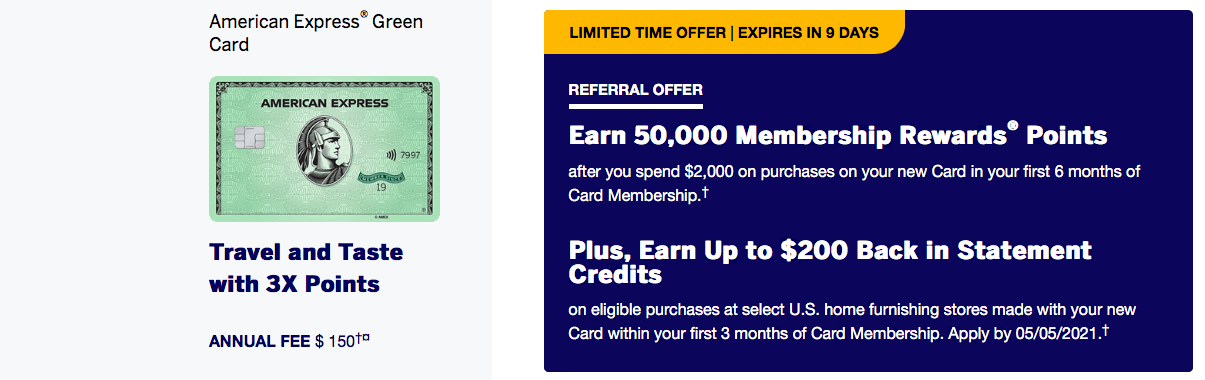 50,000 points + $200 credit: Amex Green Card Review