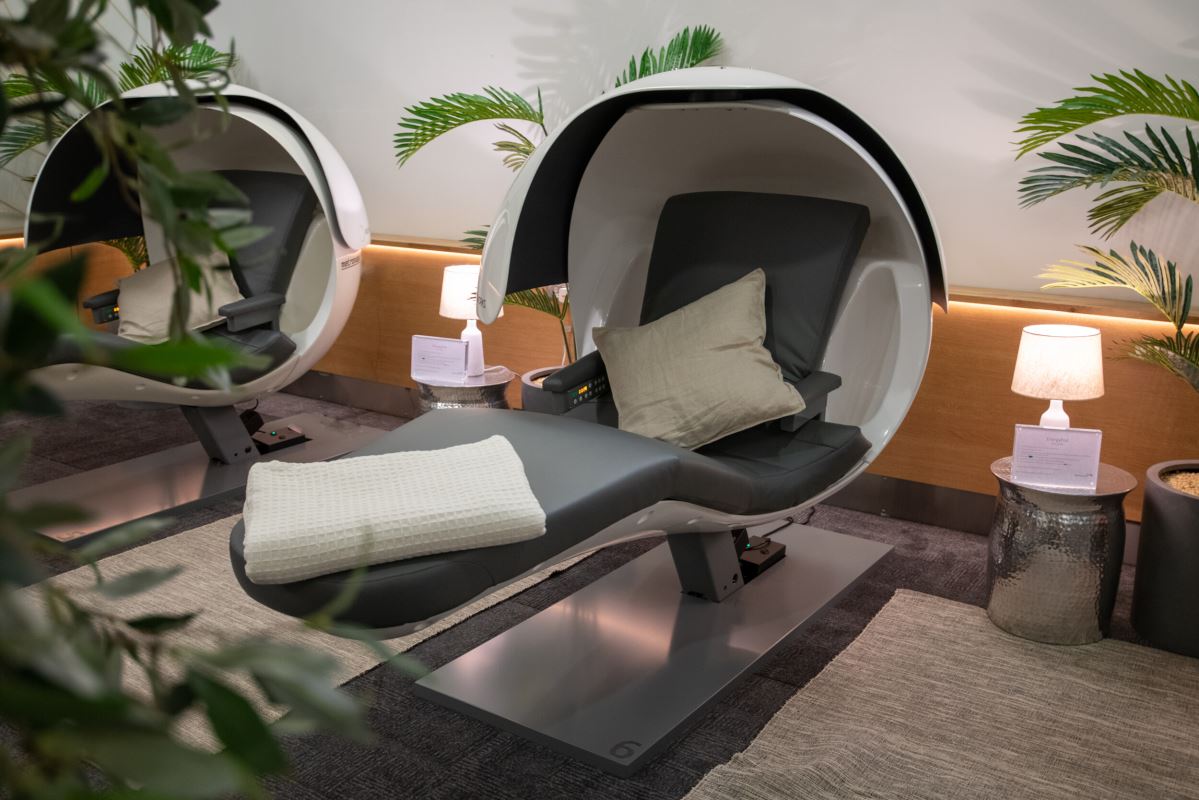 a massage chair in a room