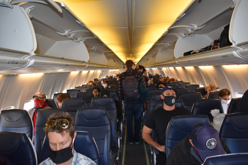 a group of people on an airplane