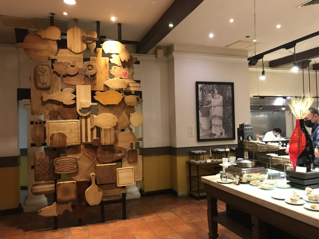 a large display of cutting boards in a room