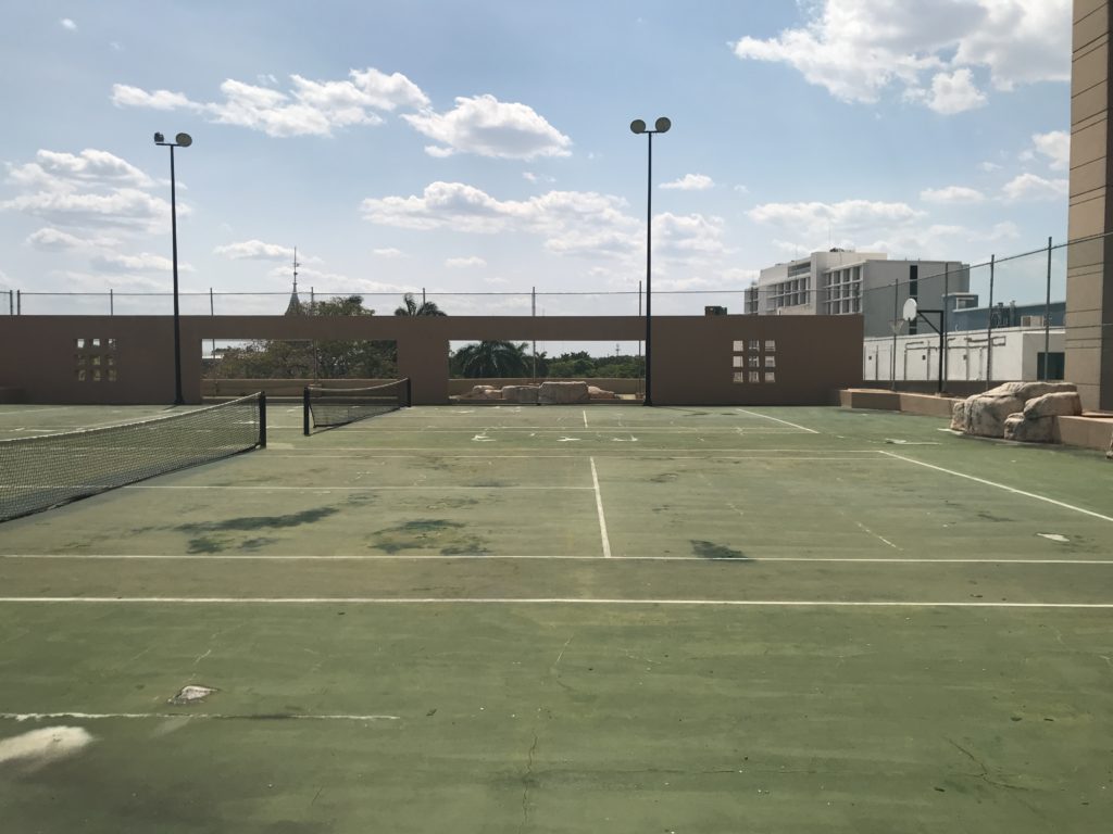 a tennis court with a net