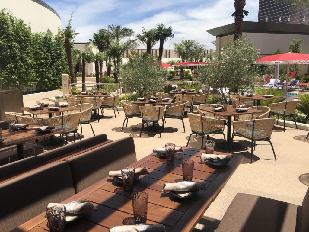 a tables and chairs outside a restaurant