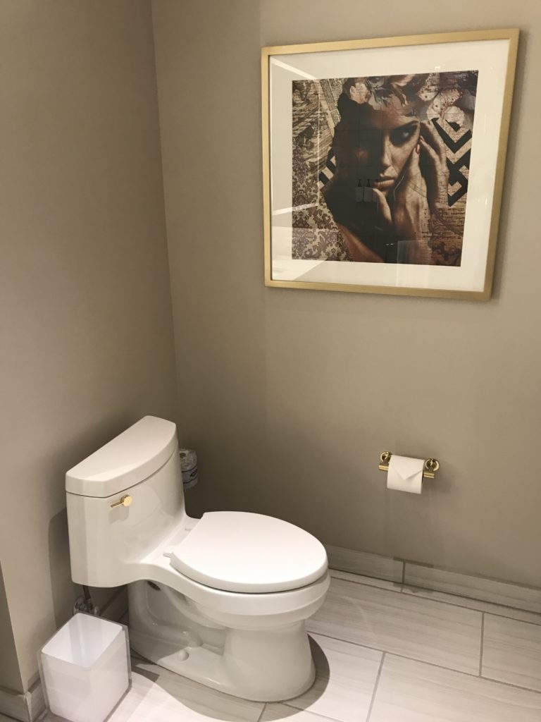 a toilet in a bathroom