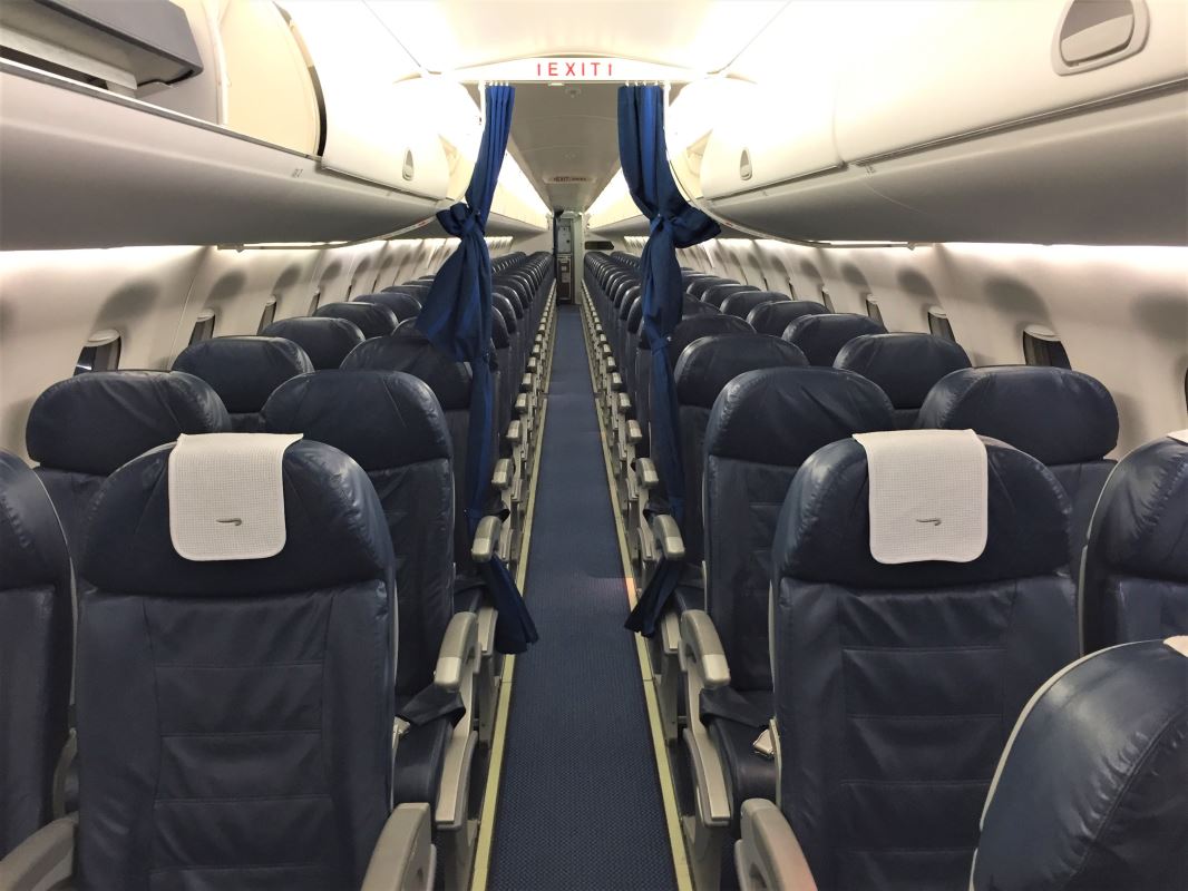 the inside of an airplane