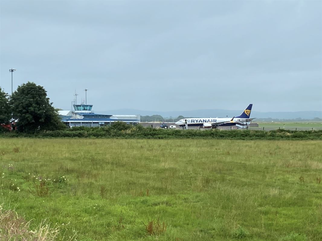 a plane on the runway