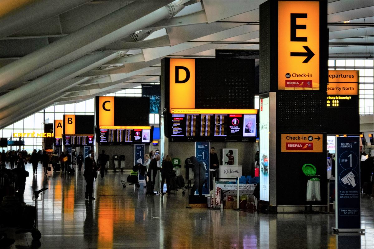 people in an airport terminal