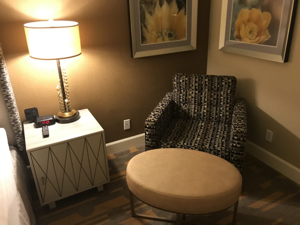 a chair and a table in a room