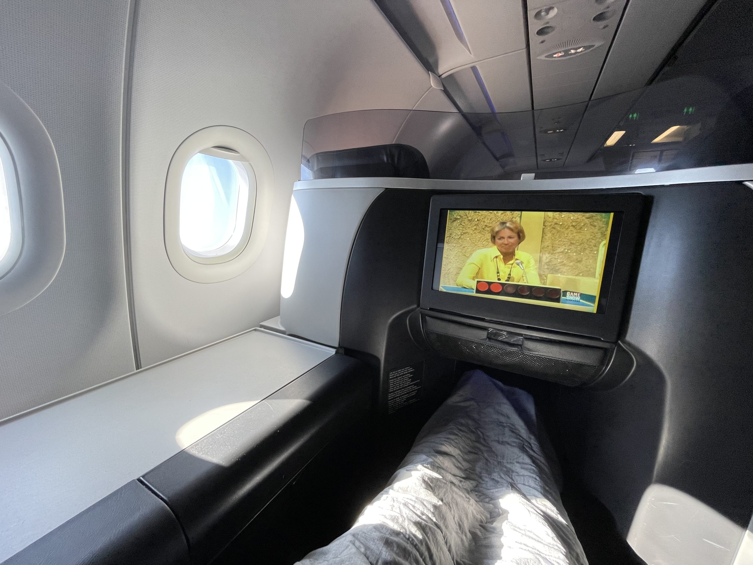 a tv on the seat of an airplane