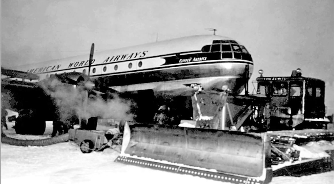 Can anyone guess where this Pan American Stratocruiser is pictured?