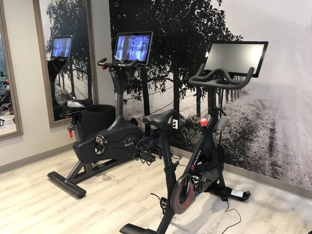 exercise bikes in a room