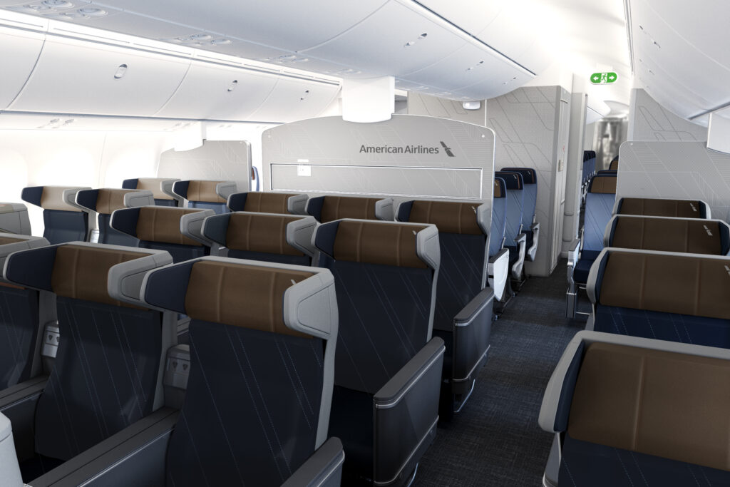 American Airlines new Premium Economy class cabin aboard a Boeing 787-9