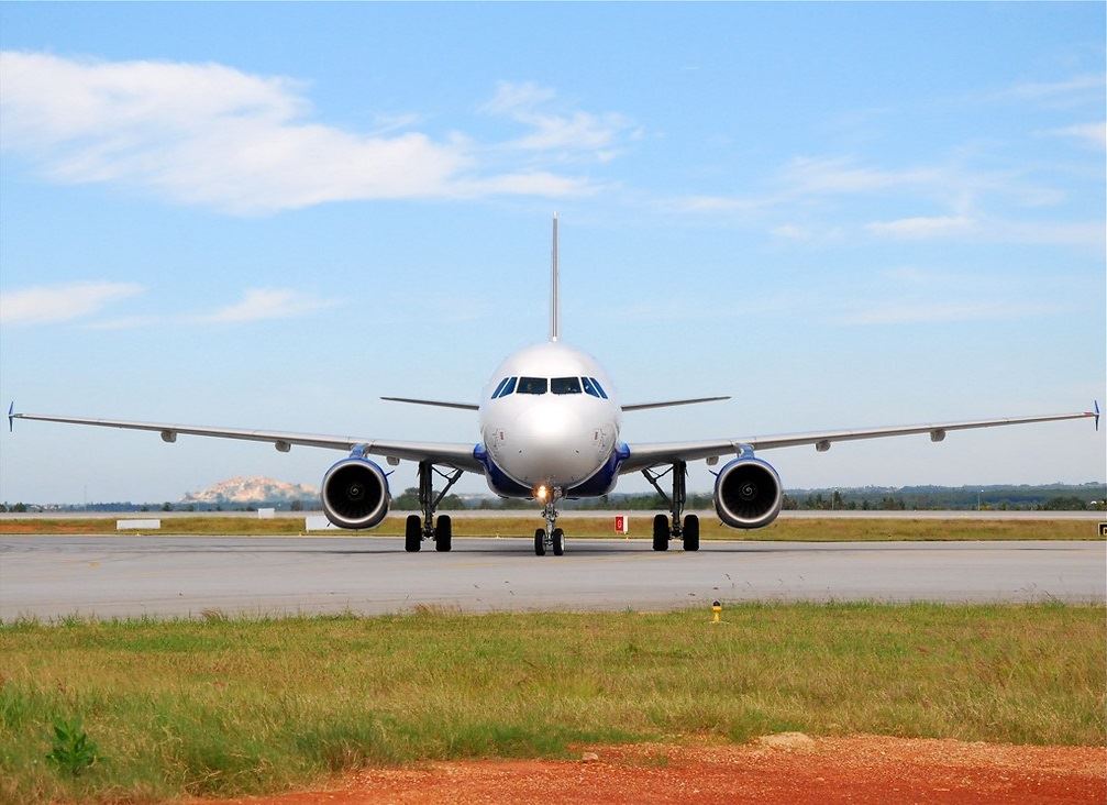 a plane on the runway