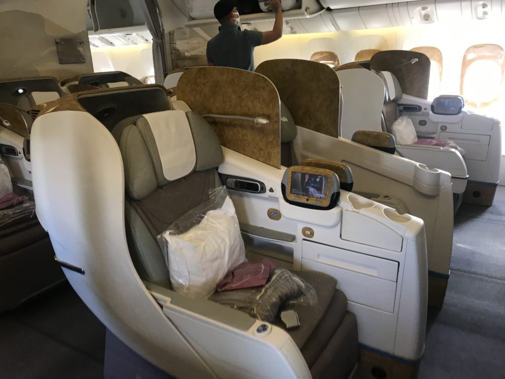 Emirates 777-300ER business class cabin