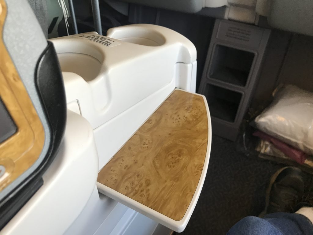 Emirates 777-300ER business class seat table