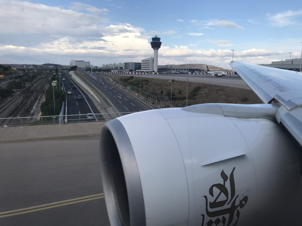 Emirates 777-300ER business class Athens Airport