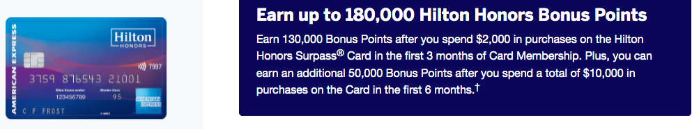 180,000 points on offer with co-branded Hilton cards!