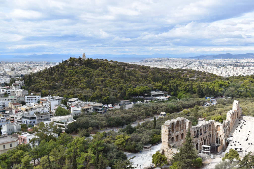 a city with trees and buildings