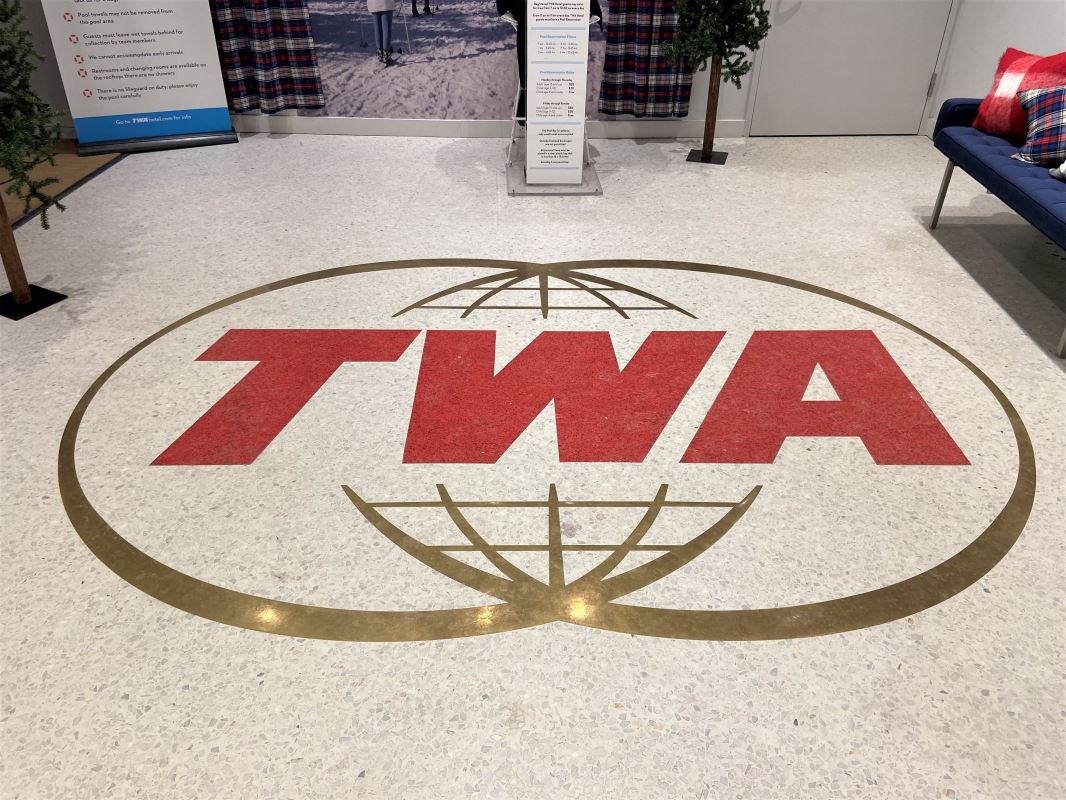 a logo on the floor