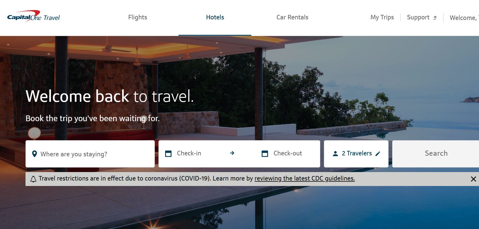 Booking a Trip With Capital One Travel