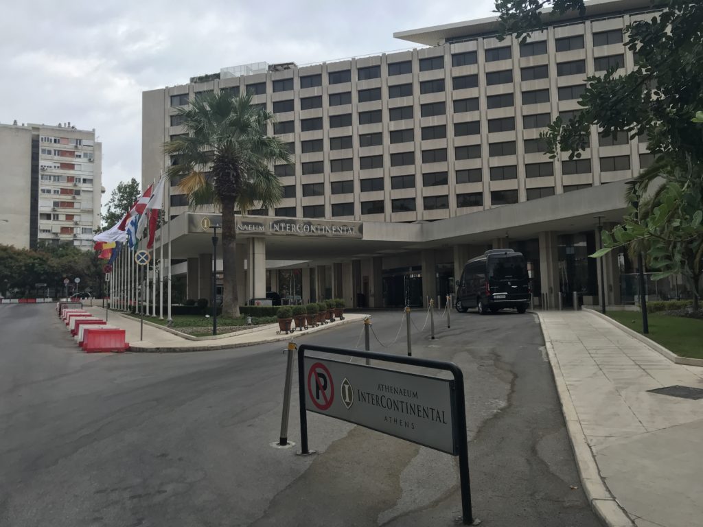 a building with a bus in front of it