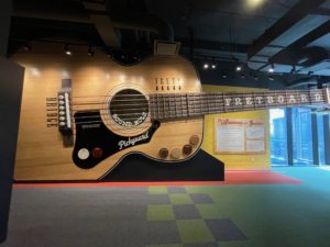 a guitar on a display