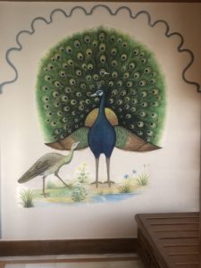 a painting of a peacock