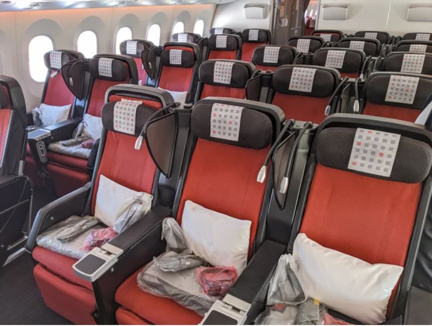 a row of seats in an airplane