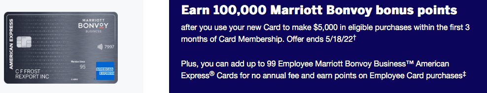 100,000 points bonus on the Amex Marriott Business Card
