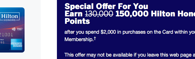 150,000 points sign-up bonus on the Hilton Surpass card!