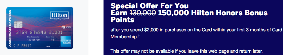 150,000 points sign-up bonus on the Hilton Surpass card!