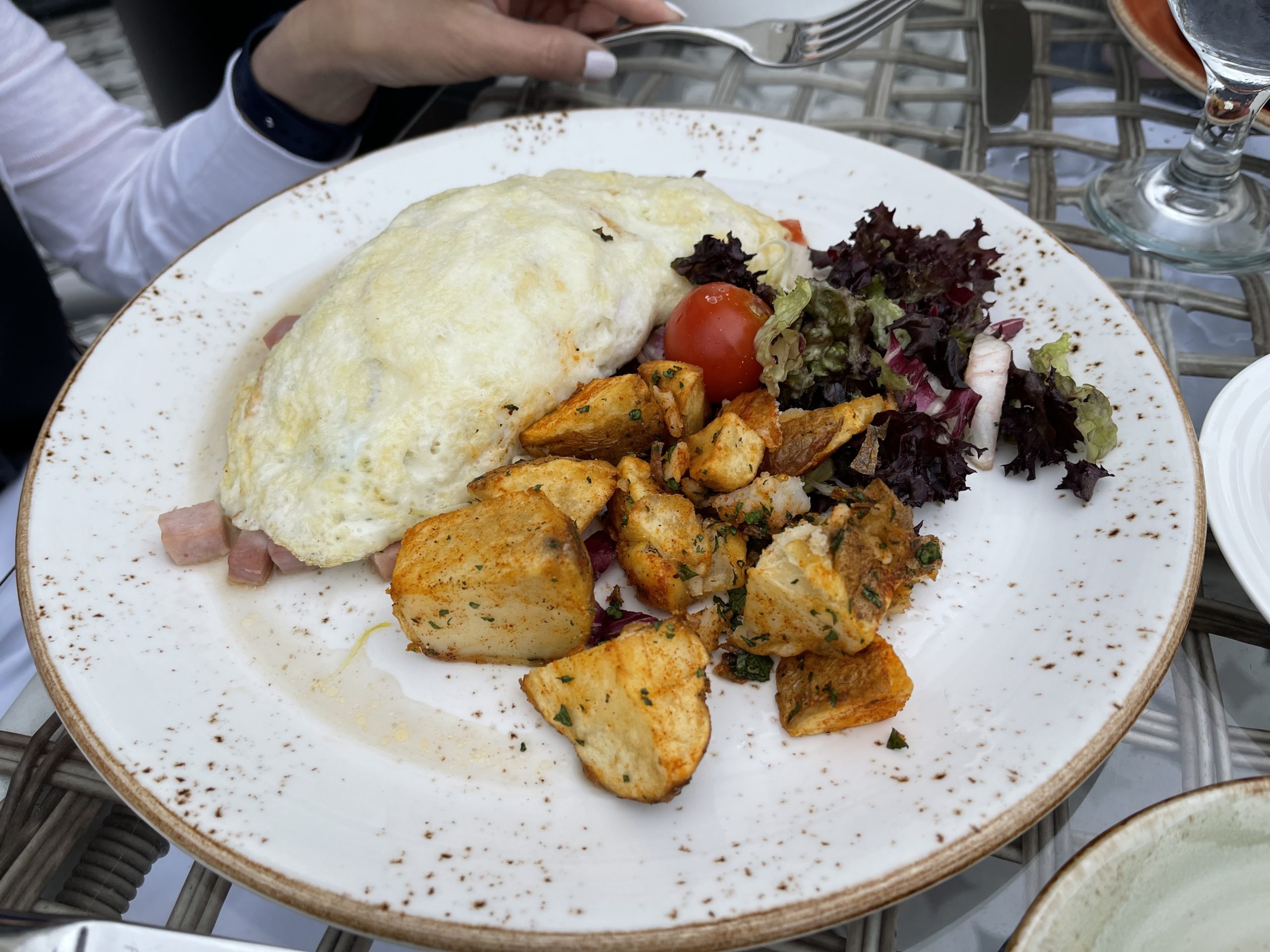 a plate of food with a fork