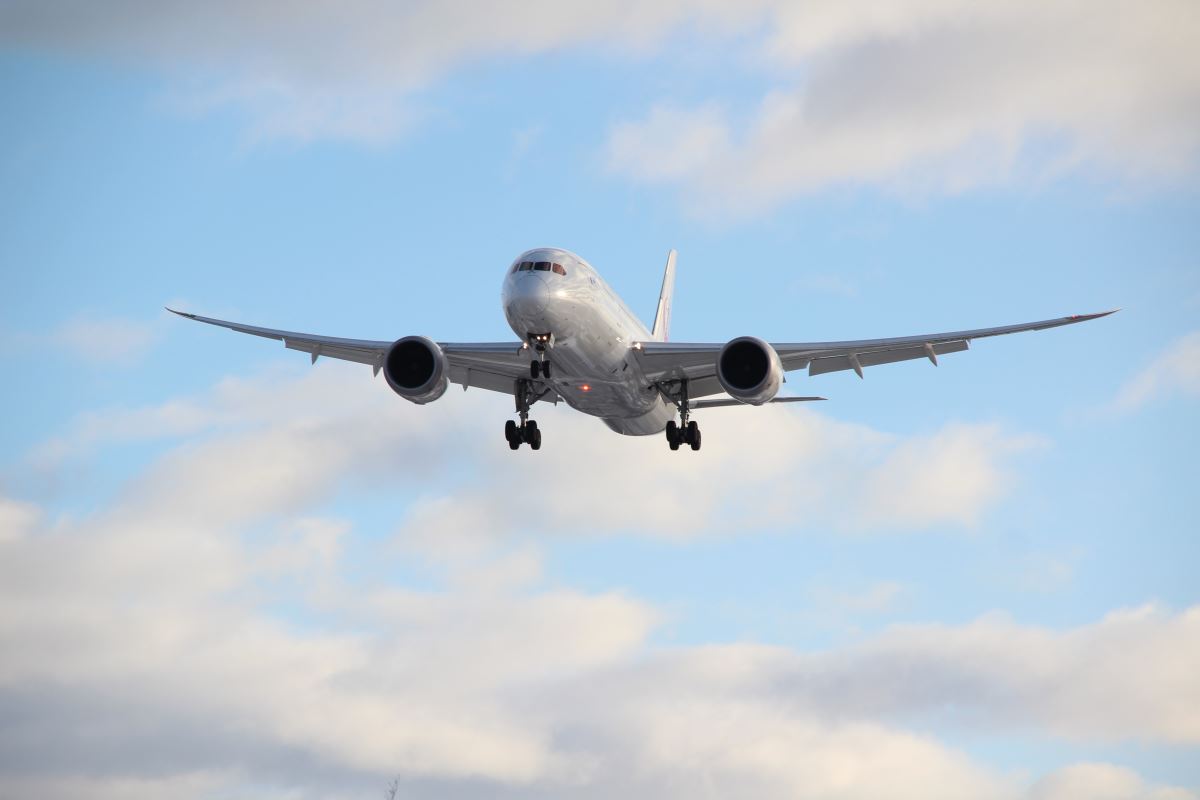 a plane flying in the sky