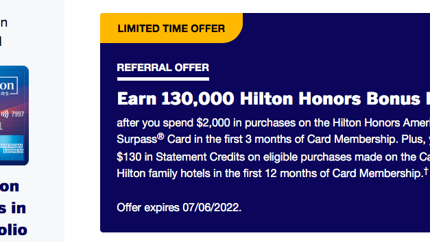 130,000 points + $130 bonus: Hilton Surpass Card Review