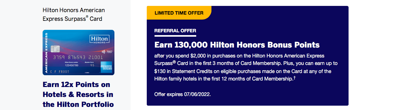 130,000 points + $130 bonus: Hilton Surpass Card Review