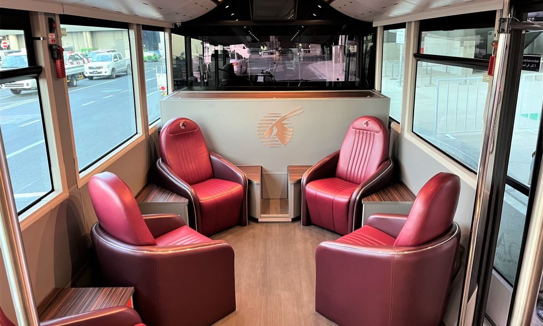 Qatar Airways have luxurious transfer buses in Doha for premium passengers!