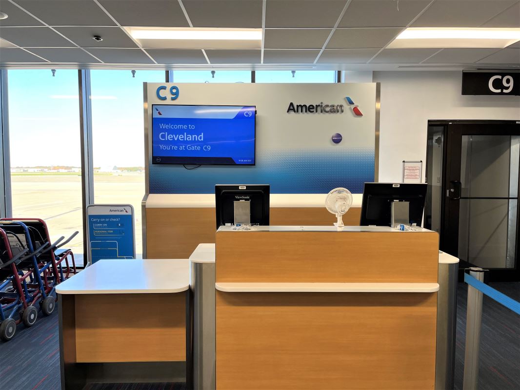 a desks and computers in a building