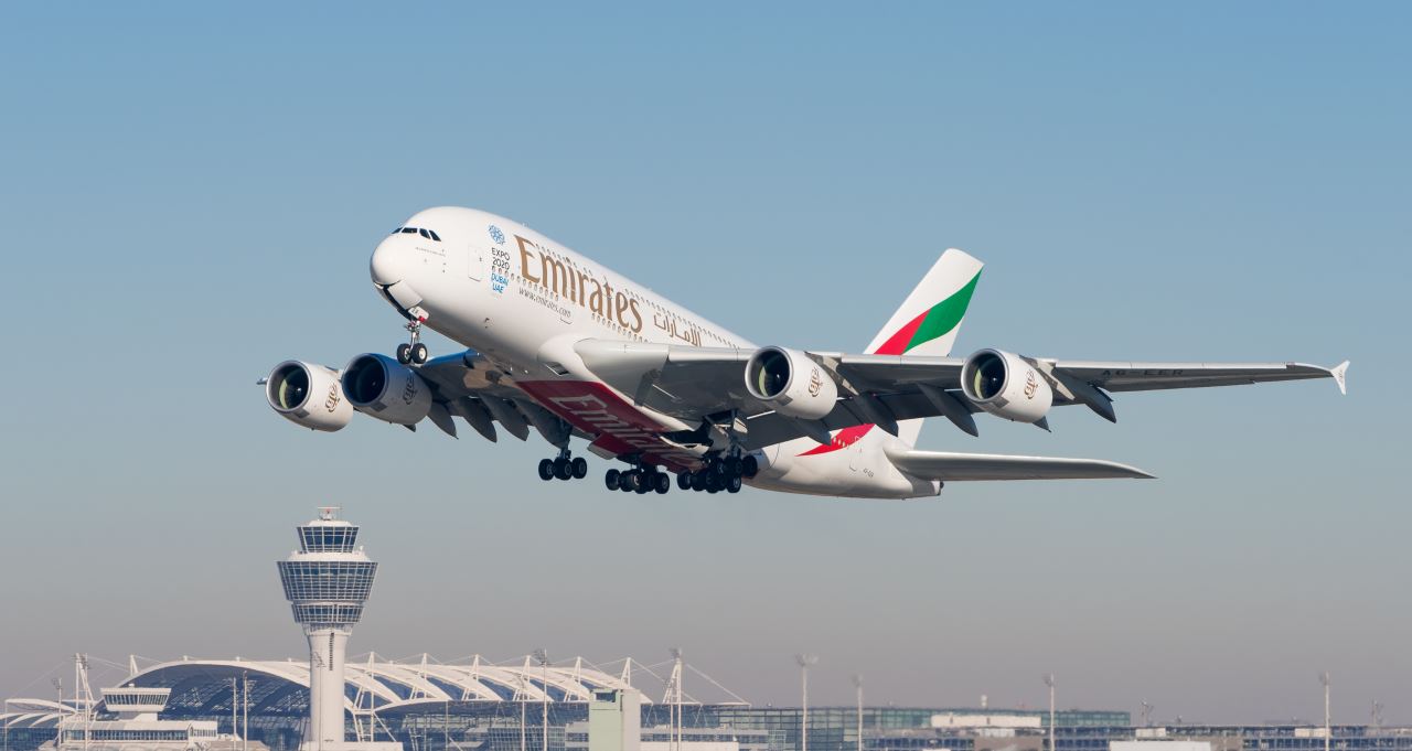 a large airplane flying in the sky