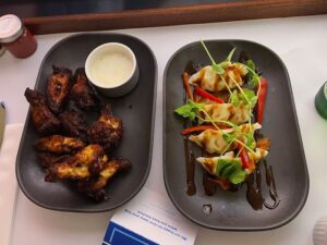 two plates of food on a table